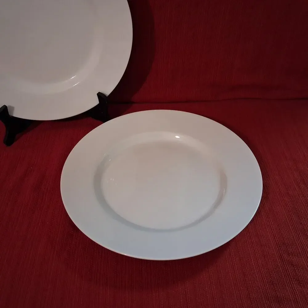 Pottery Barn Great White Porcelain 12” Rimmed Dinner Chop Plates (Lot of 2)